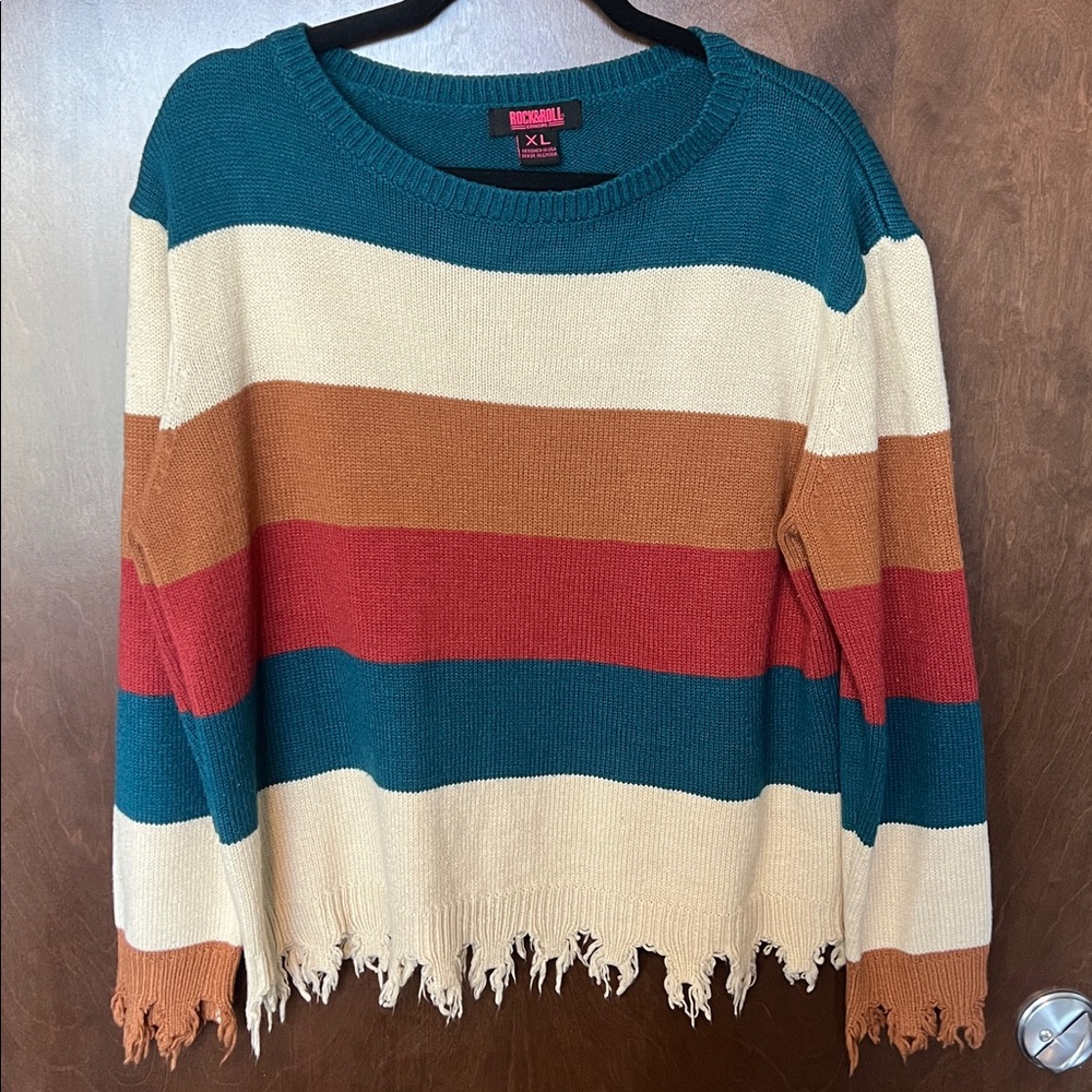 Rock & Roll Multicolor Striped Knit Sweater